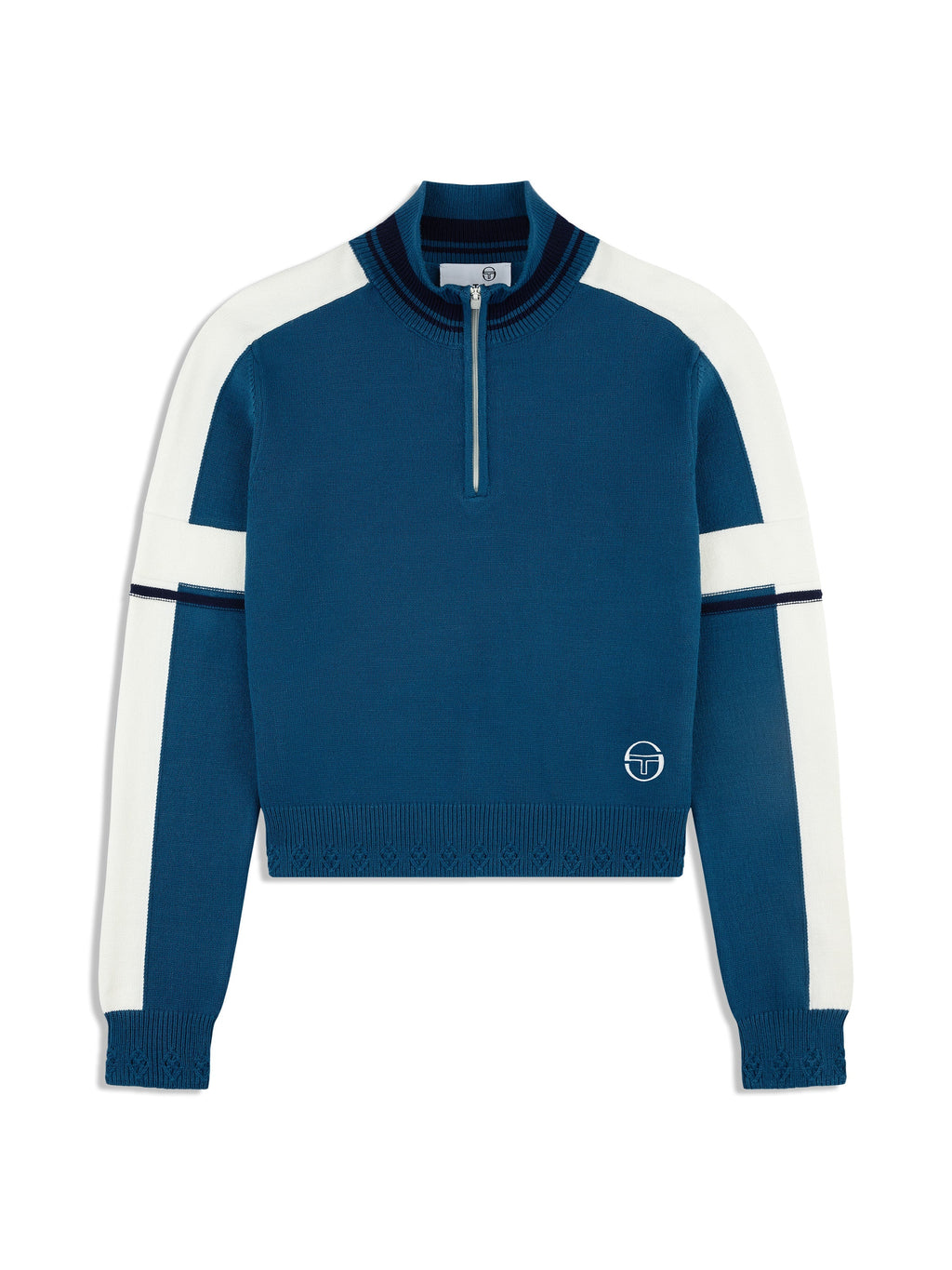 Nota Knit Quarter Zip- Mykonos Blue