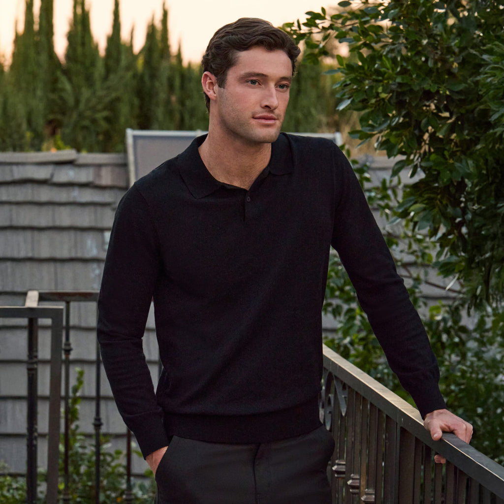 Legacy Polo Sweater -- Black