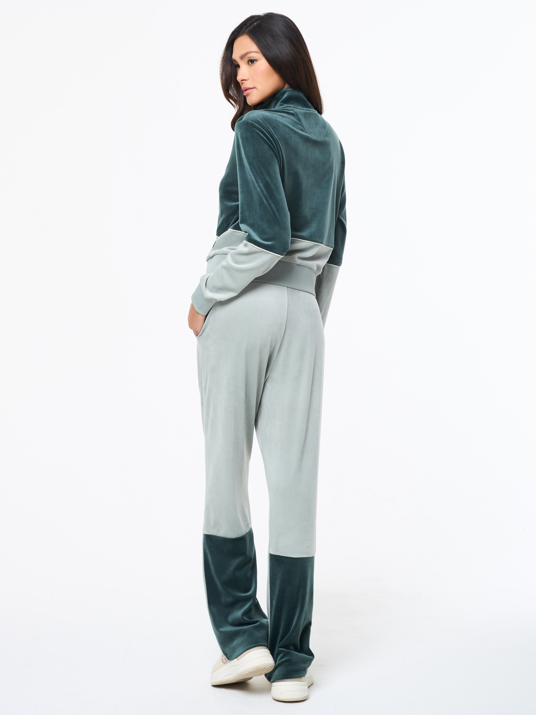 Lina Velour Track Jacket- Green Gables