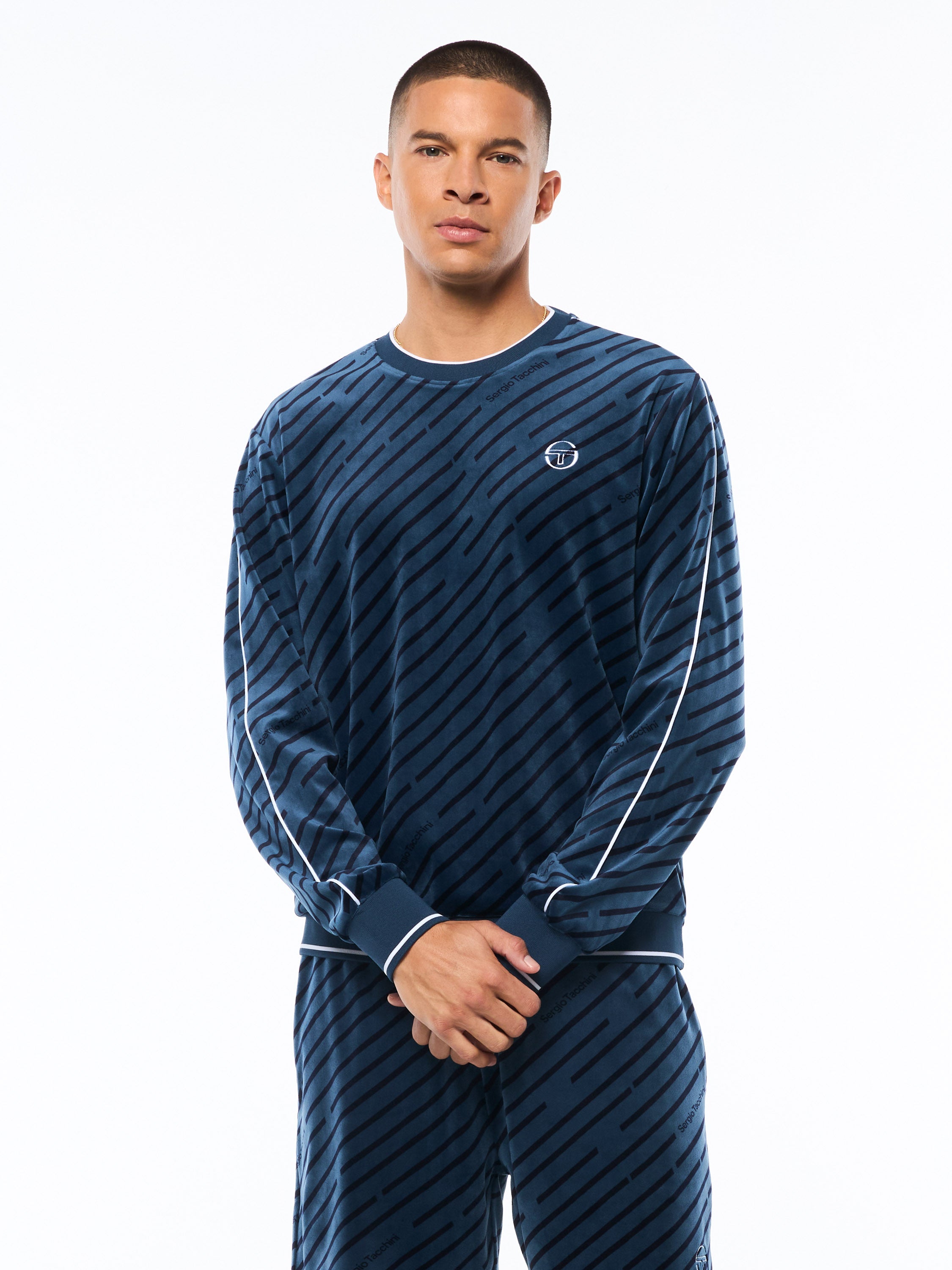 Obliquo Velour Crewneck-Key Largo